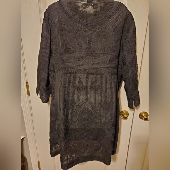 Peter Nygard Black Brocade Womens Duster Jacket - Black - Sz 14 - Picture 3 of 12